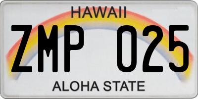 HI license plate ZMP025