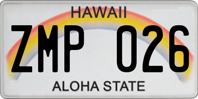 HI license plate ZMP026