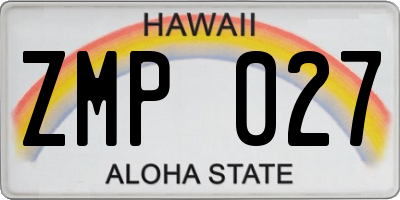 HI license plate ZMP027