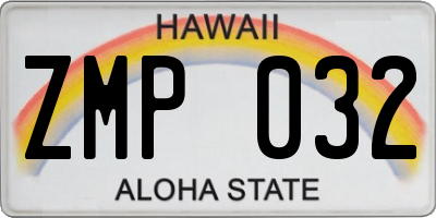 HI license plate ZMP032
