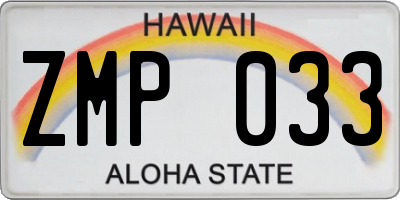 HI license plate ZMP033