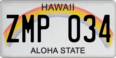 HI license plate ZMP034