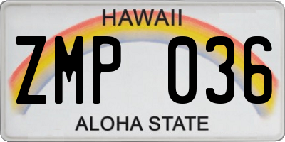 HI license plate ZMP036