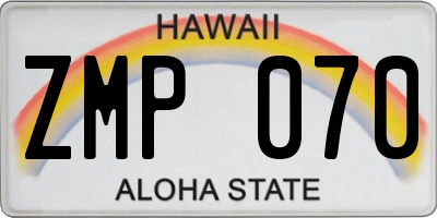 HI license plate ZMP070