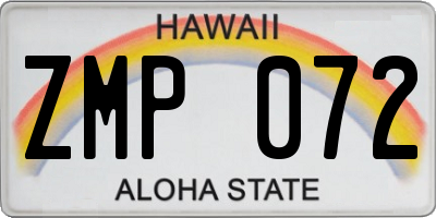 HI license plate ZMP072
