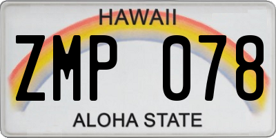 HI license plate ZMP078