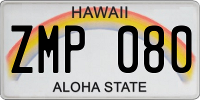 HI license plate ZMP080