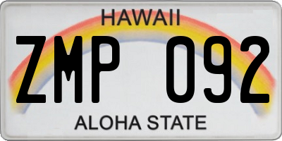 HI license plate ZMP092