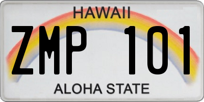 HI license plate ZMP101