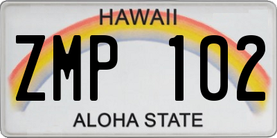 HI license plate ZMP102