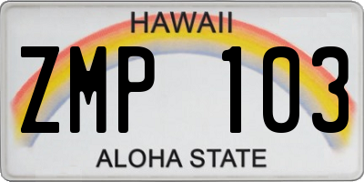 HI license plate ZMP103