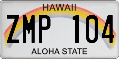HI license plate ZMP104