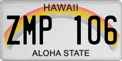 HI license plate ZMP106