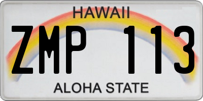 HI license plate ZMP113