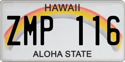 HI license plate ZMP116