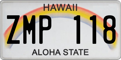 HI license plate ZMP118