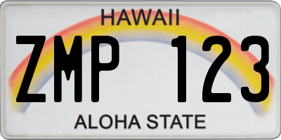 HI license plate ZMP123