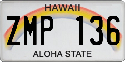 HI license plate ZMP136