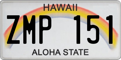 HI license plate ZMP151