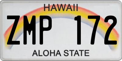 HI license plate ZMP172