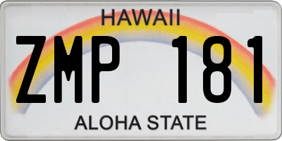 HI license plate ZMP181