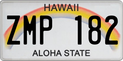 HI license plate ZMP182
