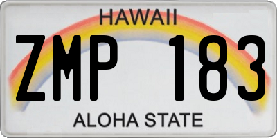 HI license plate ZMP183
