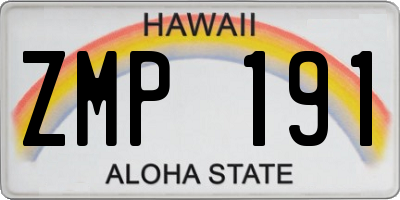 HI license plate ZMP191