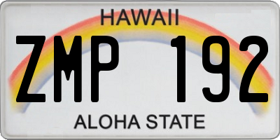 HI license plate ZMP192