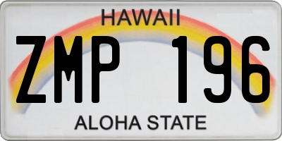 HI license plate ZMP196