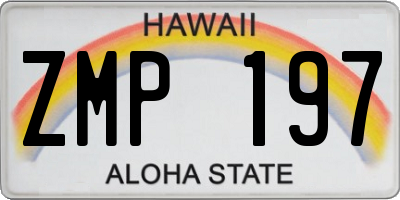 HI license plate ZMP197