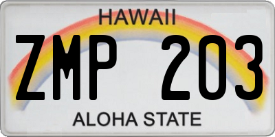 HI license plate ZMP203