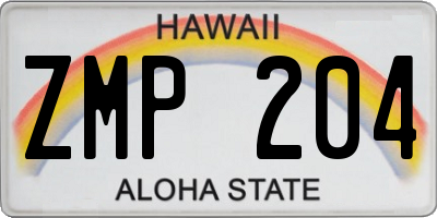 HI license plate ZMP204