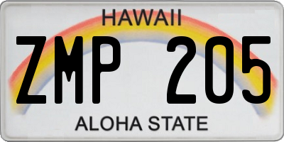 HI license plate ZMP205
