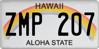 HI license plate ZMP207