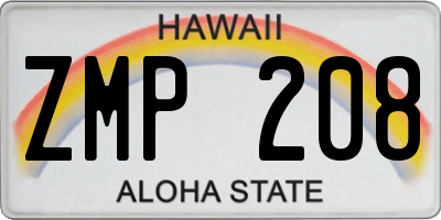 HI license plate ZMP208