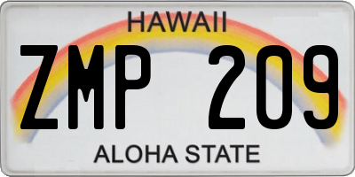 HI license plate ZMP209