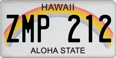 HI license plate ZMP212