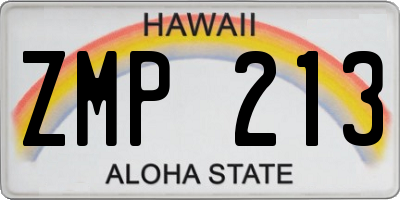 HI license plate ZMP213