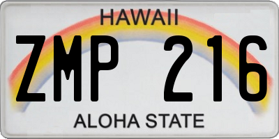 HI license plate ZMP216