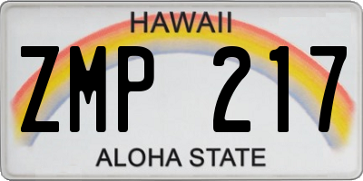 HI license plate ZMP217