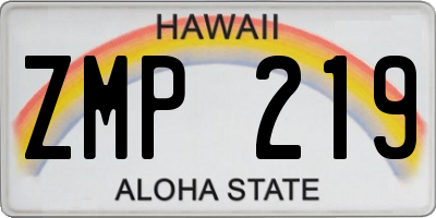 HI license plate ZMP219