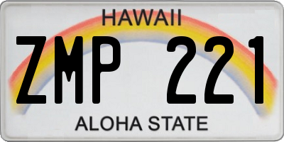 HI license plate ZMP221