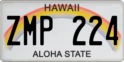 HI license plate ZMP224