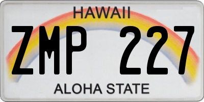 HI license plate ZMP227