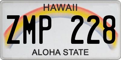 HI license plate ZMP228