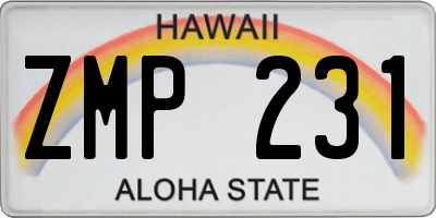 HI license plate ZMP231
