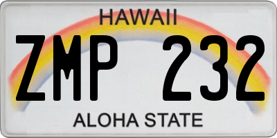 HI license plate ZMP232