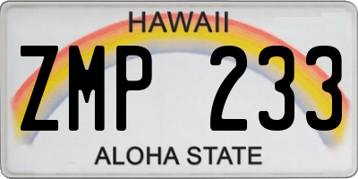 HI license plate ZMP233