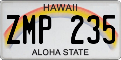 HI license plate ZMP235